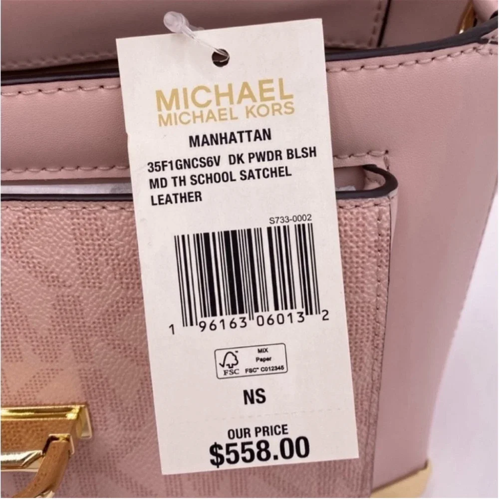 Michael Kors Manhattan Satchel Crossbody Powder Blush Multi - Picture 16 of 16